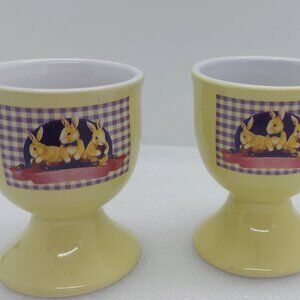2 Vintage Laura Secord Bunny Rabbits Egg Cups